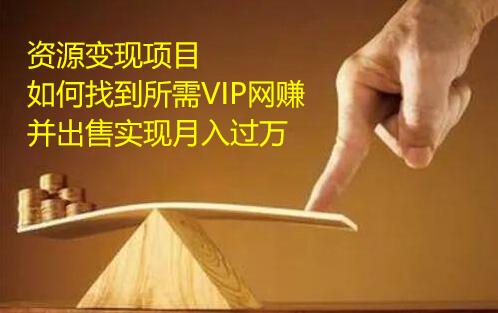 資源變現(xiàn)項(xiàng)目，如何找到所需VIP網(wǎng)賺資源并出售實(shí)現(xiàn)月入萬(wàn)