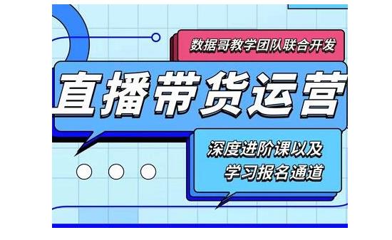 數(shù)據(jù)哥·新直播帶貨運營課(含電子資料)：破冷啟動、818算法破解、高效率帶貨等